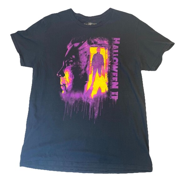 Halloween II Shirt Mens Large Black Purple Horror Movie Michael Myers Cotton - Picture 1 of 8